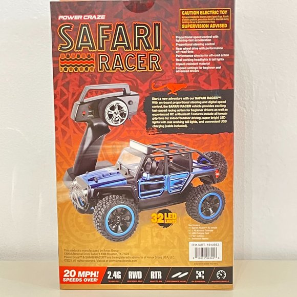 NEW! Power Craze Safari Racer RC Fast Car in Metallic RED SPEEDS OVER 20 MPH - Picture 4 of 5